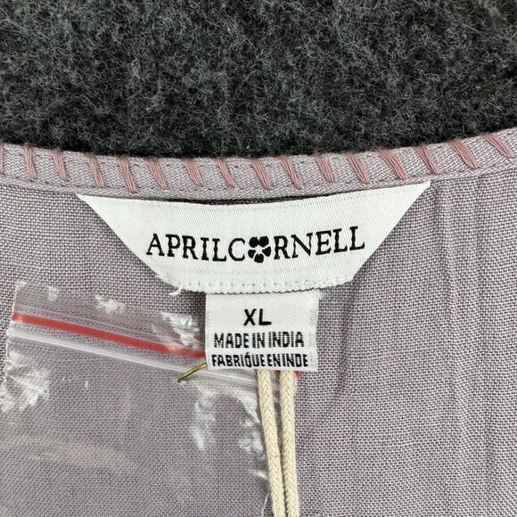 April Cornell Stockholm Dress Women's XL Soft Grey Boho Long Swing Rayon Trapeze - Picture 3 of 10